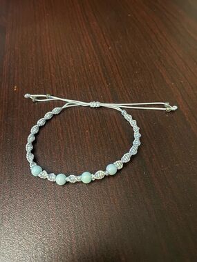 Light Blue Beaded Macrame Bracelet — Elegant Adjustable Bracelet